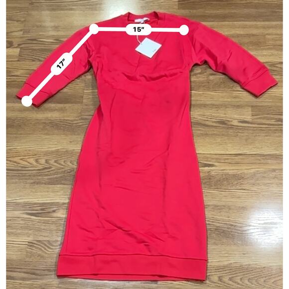 Tibi Midi Red Open Back terry Sweatshirt Dress small - Picture 6 of 14